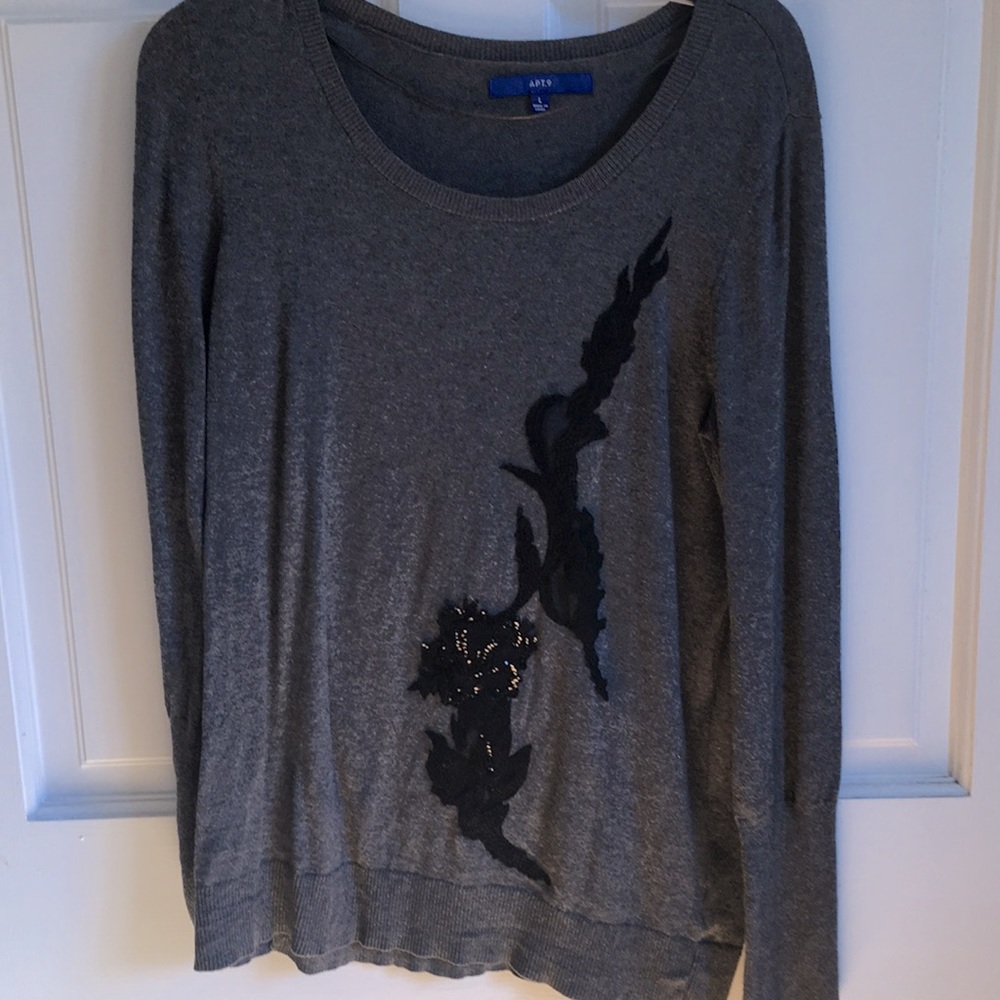 Women’s grey floral sweater size L